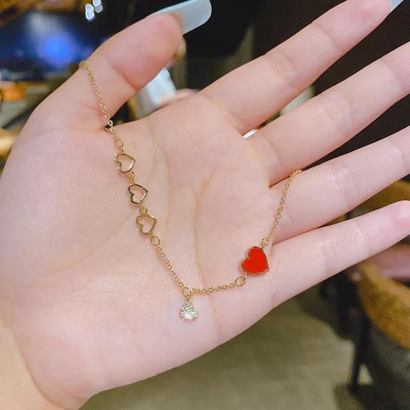 Korean Version of Peach Heart Bracelet for Women Sweet Texture Popular Simple Personalized Fashion Student Bracelet for Women