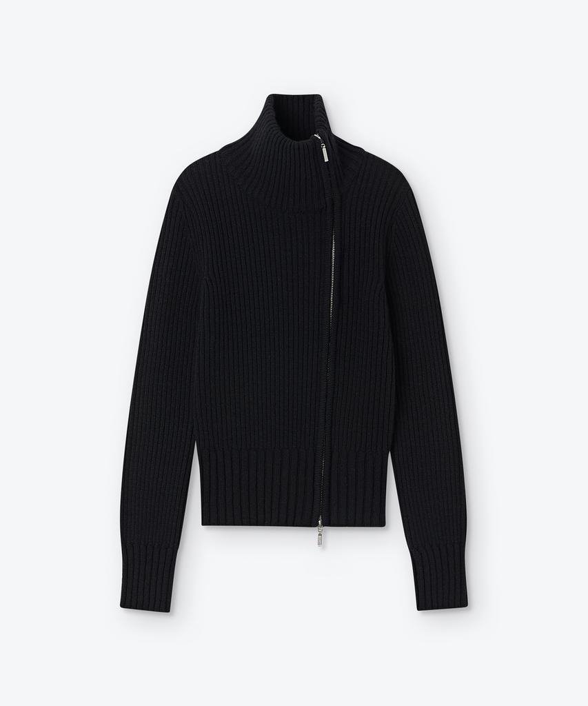 Weseuken Oblique Knit Zip Up (Black)