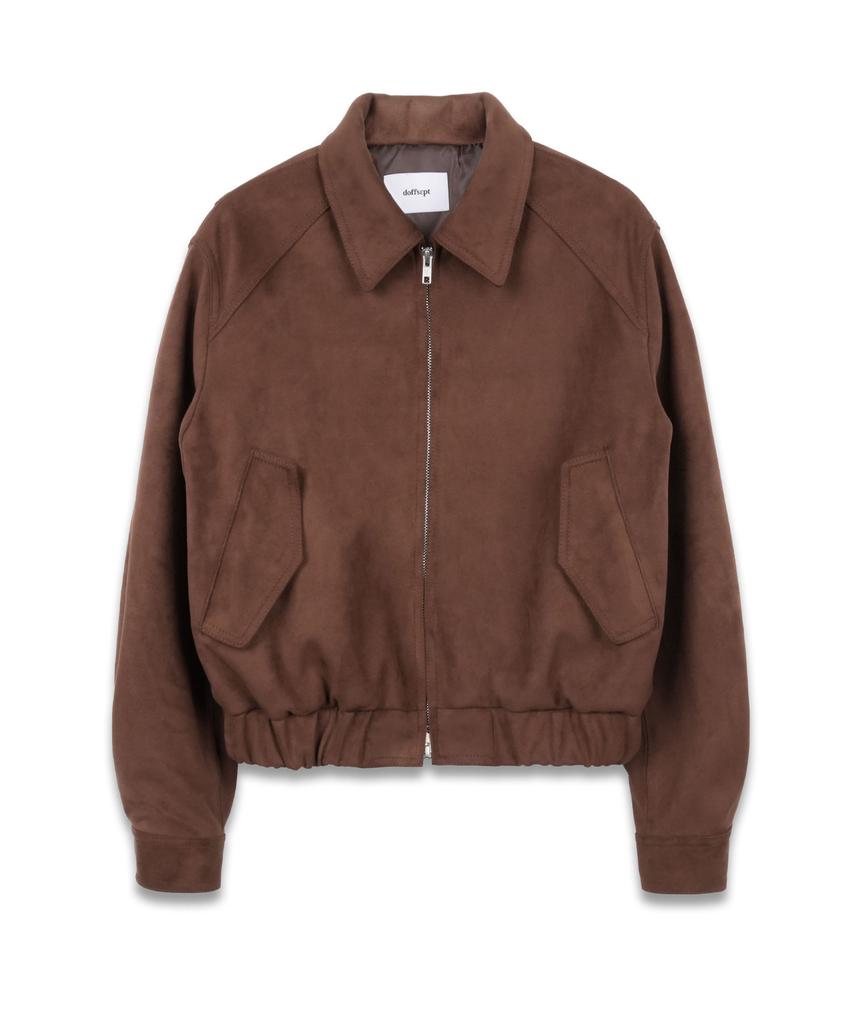 Doffsept Vegan Leather Suede Crop Bomber In Mocha