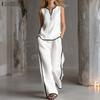 Women Sleeveless Vest Tops and Long Pants Casual Two Piece Suit Sets