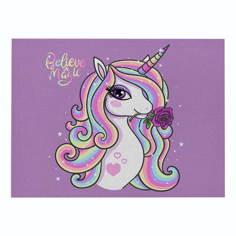 Nordic INS Cartoon Unicorn Linen Tables Mat Non-slip Heat Resistant Placemat For Table Drink Cup Coaster Kitchen Accessories
