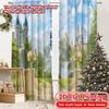 2pcs, 2D FLAT PRINTING Curtains (Without Rod) Enchanted Castle Holiday Halloween Christmas Printed Curtains Versatile Fabric