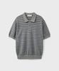 Yunionbeullu Hard Twist 2Line Stripe Polo Knit [Prussian Gray]