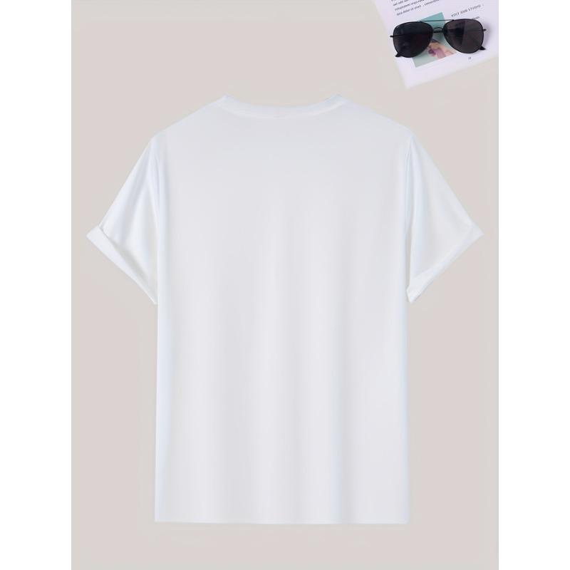 European Sizes Men's Summer Short Sleeve T-Shirt with Letter '' Print - Casual Round Neck Breathable Top, Short Sleeve Summer Wear for Hot Weather