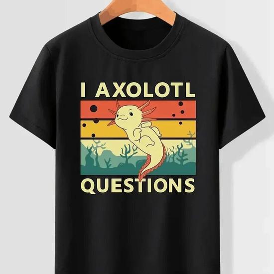 I AXOLOTL QUESTIONGS Children Boy Girl T shirt 2026 New Summer Short Sleeve T-Shirt Cute Style kidS casual SPORTS Tops