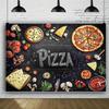 2D Plane, 1 Piece of Food and Vegetables Chef Pizza Pattern Background Cloth, Outdoor Festival of Pizza Shop