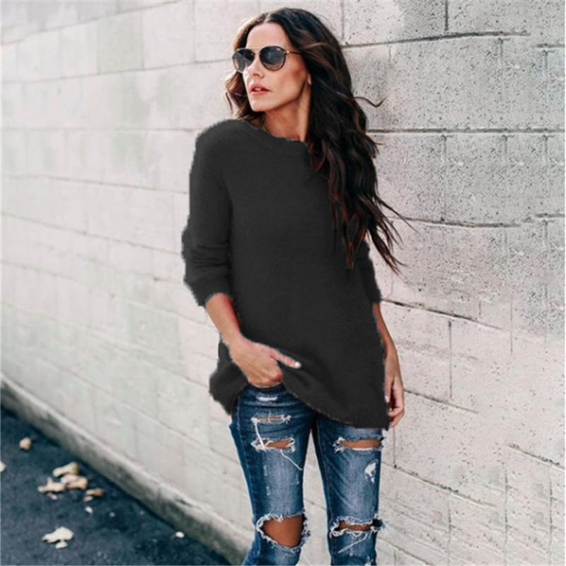 Loose and Casual Style Pure Cotton Round-neck Knitted Sweater with Pullover