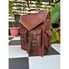 Vintage Laptop Backpack Rucksack Messenger Satchel Goat Leather Handmade Brown Bag.