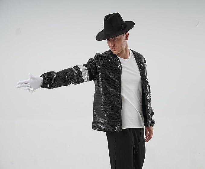 Michael Jackson Unisex Bühnen-Paillettenkostüm für Kinder und Erwachsene