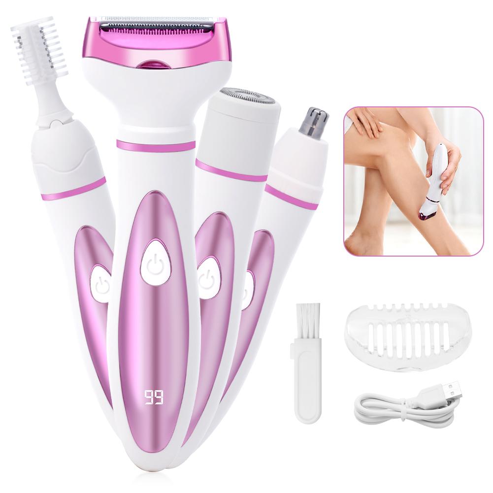 4-in-1 Lady Grooming Shaver Set - Waterproof Multi-Function Hair Remover with USB Fast Charging