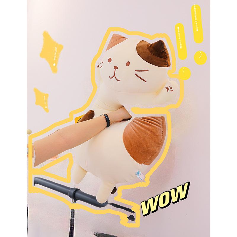 Cute Cheese Cat Pillow Plush Toy Girl Sleeping with Her Doll On The Bed Warm and Warm Birthday Gift for Her Girlfriend