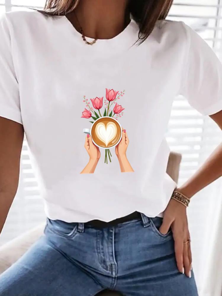 (Asian Size) Lovely Holiday Trend Woman Top Fashion Women Clothing Short Sleeve T Shirt Female Graphic T-shirts Print Tee