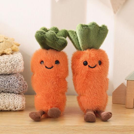Cute Carrot Vegetable Plush Keychain, Small Stuffed Pendant for Bag Backpack Purse, Kawaii Key Ring Charm, Gift for Girls Women