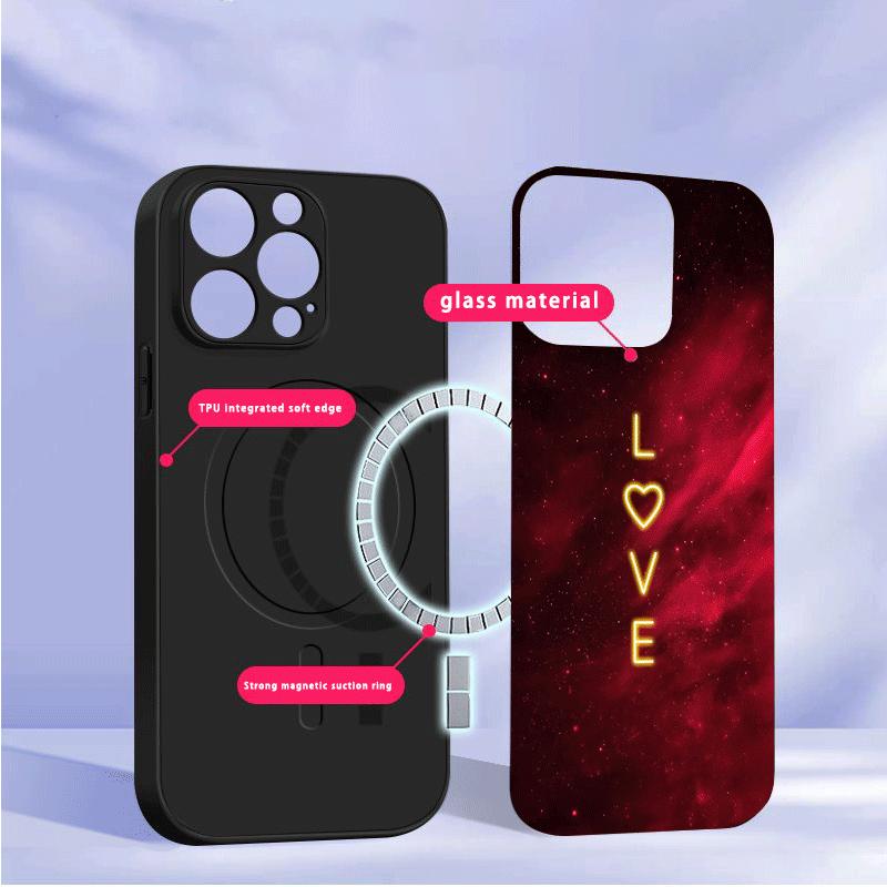 Brilliant Flame Rose Suitable For iPhone 17 Pro Max 16E 15 Pro 14 13 Plus 12 mini 11 16 Air 17Pro magnetism Glass Phone Case
