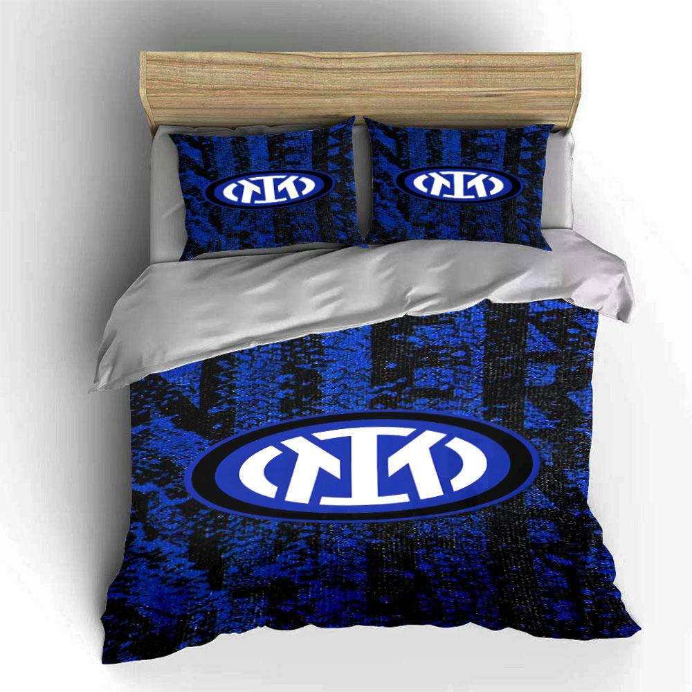 Blue-black with Inter Logo. Bedding Sets Duvet Cover Sets Duvet Covers Pillowcases(1*Duvet Cover 2*Pillowcases Without Duvet Insert)