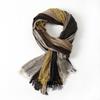 Fashion Men Patchwork Cotton Linen Striped Scarf