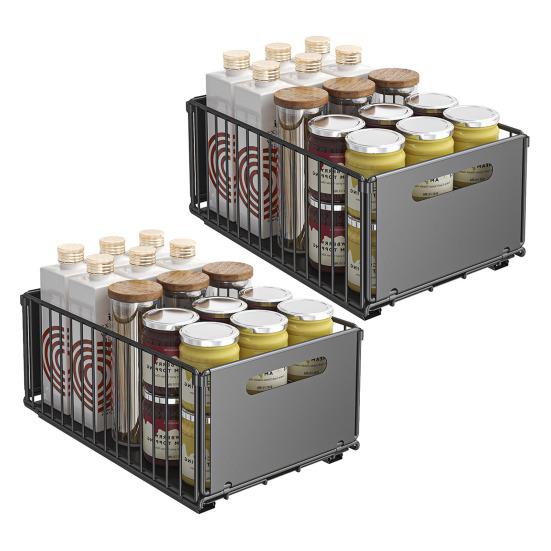 1/2Pcs Pull-out Cabinet Organizer Storage Basket Large Capacity Strong Load-Bearing Easy Installation