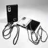 Rhinestone Love Adjustable Long Crossbody Lanyard Case For Samsung Fold 8 Ultra Fold8 Galaxy Z Fold 7 6 5 4 Protective Cover