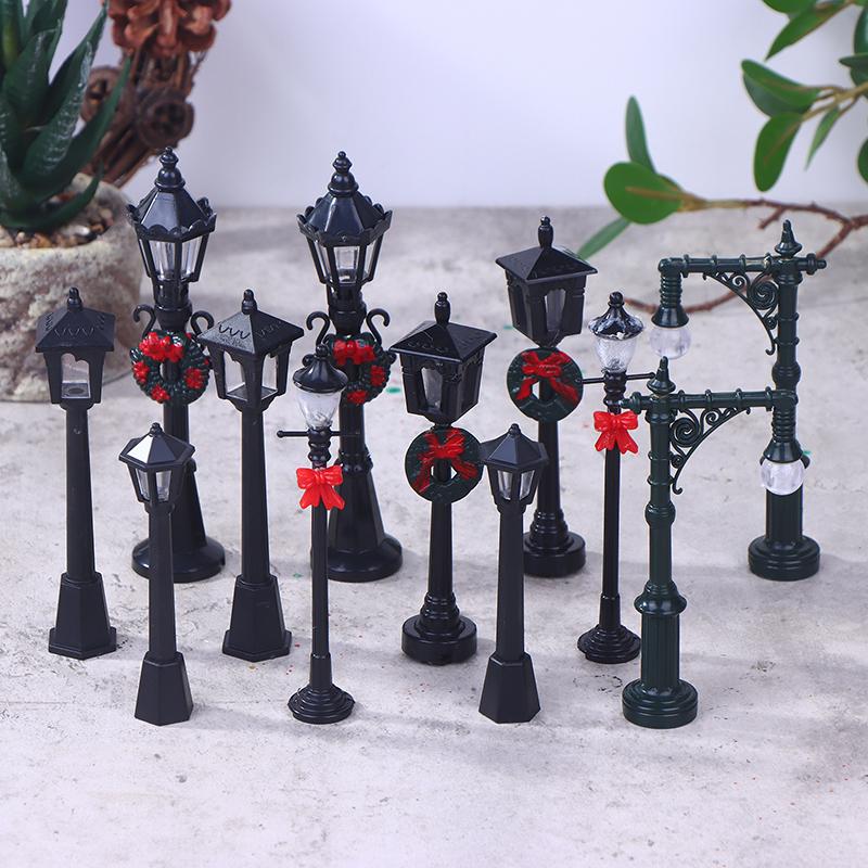 2/12Pcs Dollhouse Mini Christmas Street Lights Garden Street Lights Simulation Model Miniatures Lights Ornaments Home Decor