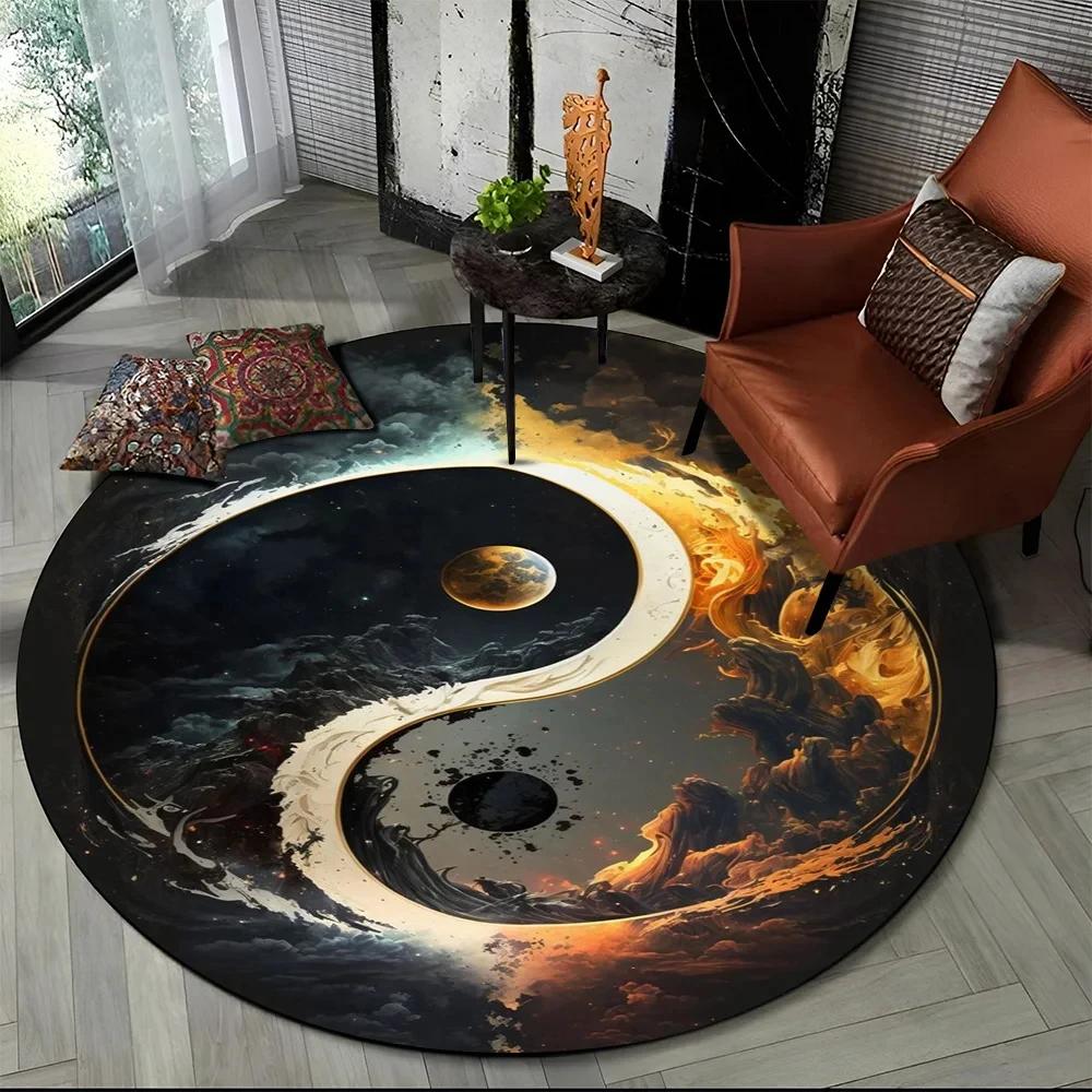 3D Naturalize Yin en Yang Chinese Tai Chi Rond Tapijt Cirkel Vloerkleed voor Woonkamer Slaapkamer Decor Deurmat Antislip Vloermat