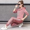 Women's Golden Velvet Two-Piece Suit – Fashionable Autumn & Winter Sportswear with Fleece-Lined Thick Sweater, Casual Style