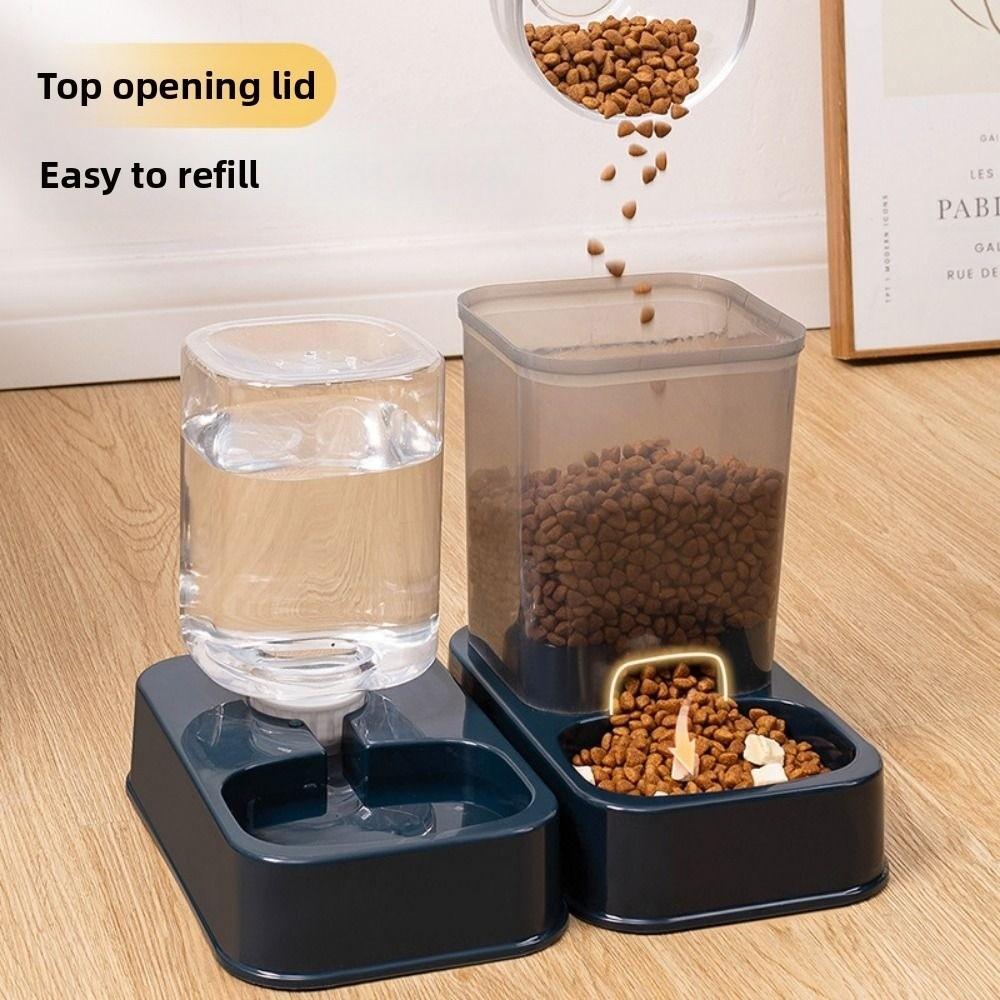 1.2L/1.5L Cat Dog Water Dispenser Feeder Set Large Capacity Pet Integrated Food Bowl