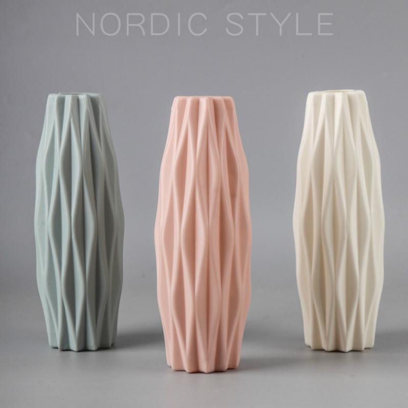 Flower Vase Decoration Home Plastic Vase White Imitation Ceramic Flower Pot Flower Basket Nordic Decoration Vases for Flowers