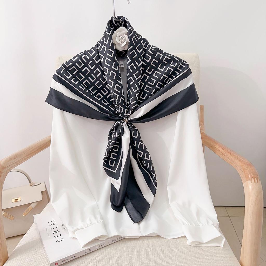 90CM Four Seasons Square Large Square Scarf Luxury Decorative Shirt Professional Headscarf Hairband Sunscreen Headscarf