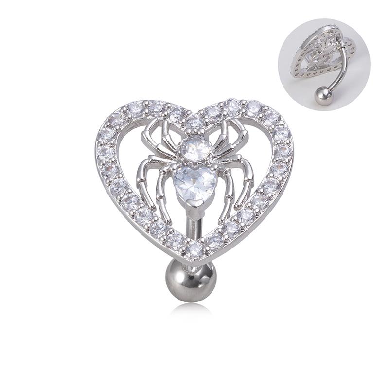Spider Heart Belly Button Ring Navel Piercing Reversed Curved Bar Body Jewelry