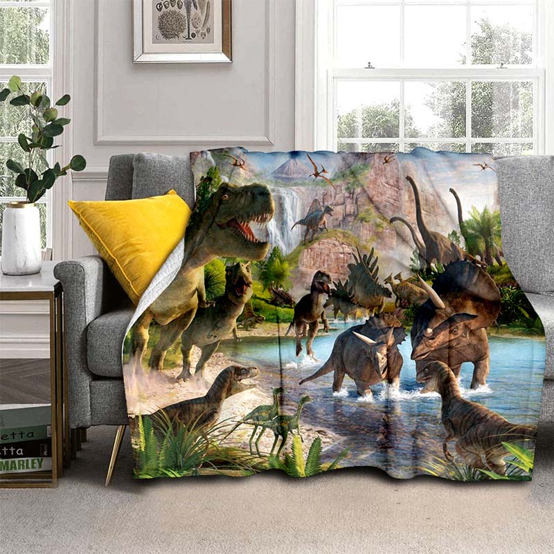 Dinosaur Throw Blanket Kids Boys Ancient Animal Flannel Blanket Dinosaurs Blankets for Couch Sofa Bedroom Living Room