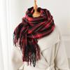 Plaid Winter Women Cashmere Scarf Warm Neckerchief Pashmina Lady Shawls And Wraps Casual Tassel Scarves Muffler