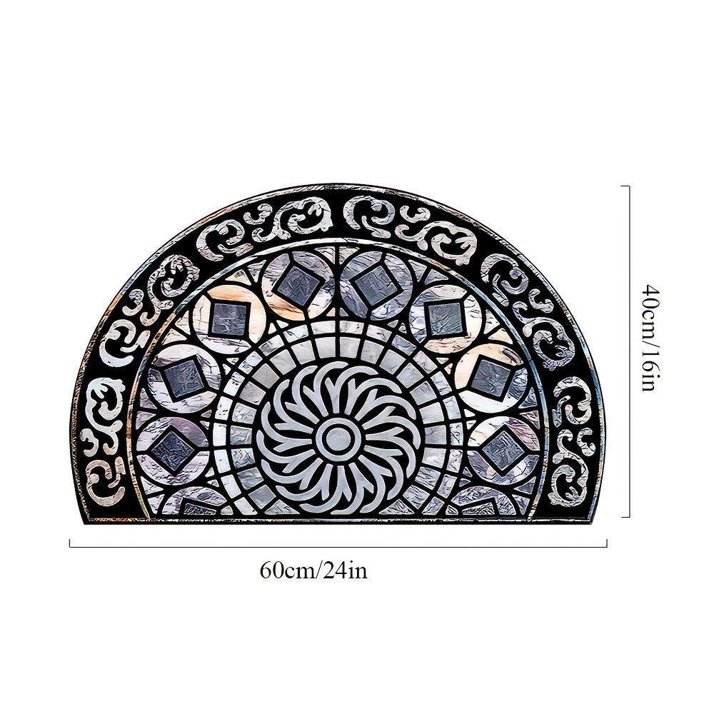 Half Round Door Mat Luxury Mandala Print 2D Flat Non Slip Machine Washable Rug for Entryway Home Decor