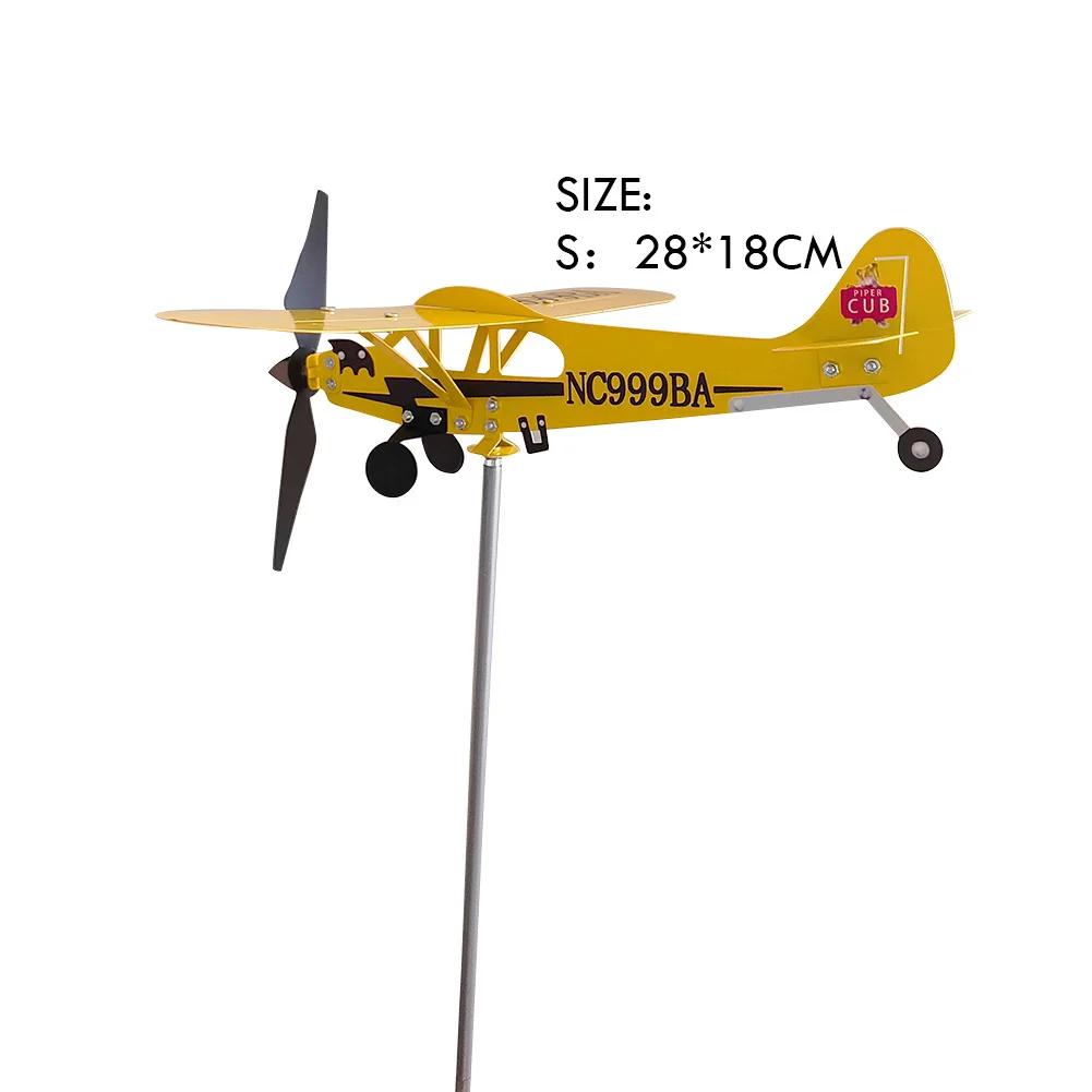 Wetterfahne Windrichtungsanzeiger 3D Metallflugzeug Windmühle Wetterfeste Ornamente für Garten Kreative Flugzeug-Wetterfahne