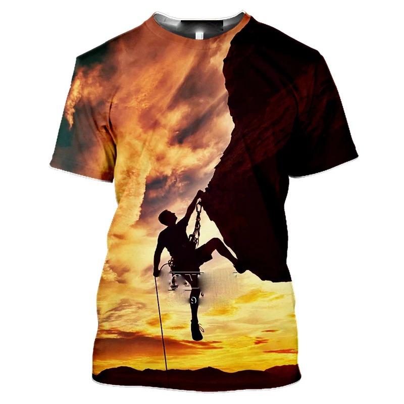 Mountain Climbing Hiking 3d Print Men's T-shirt Women T Shirt Men Summer Tees Casual Fitness