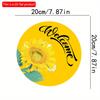 2D flat 20*20cm 1pc Rustic Yellow sunflower print Welcome Wall Awesome Hanging Decor, Spring and summer style high quality Round Wood Art Plaques Sign