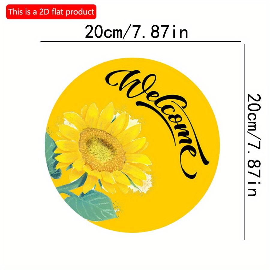 2D flat 20*20cm 1pc Rustic Yellow sunflower print Welcome Wall Awesome Hanging Decor, Spring and summer style high quality Round Wood Art Plaques Sign