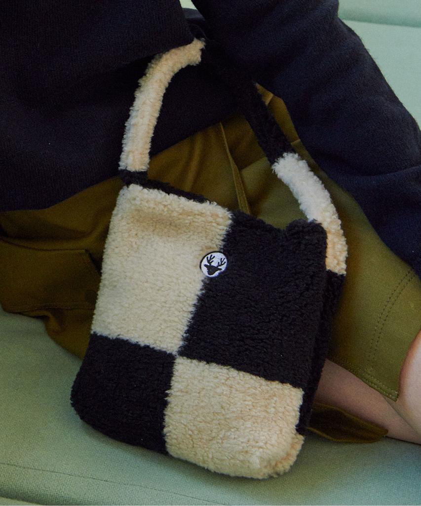 Dearmydeer Checkerboard Fur Bag_Black
