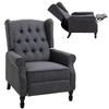 Recliner Armchair, Vintage Reclining Chair with Nail Head Trim, Wingback Chair with Button Tufted Back and Footrest, for Living Room, Dark Grey
