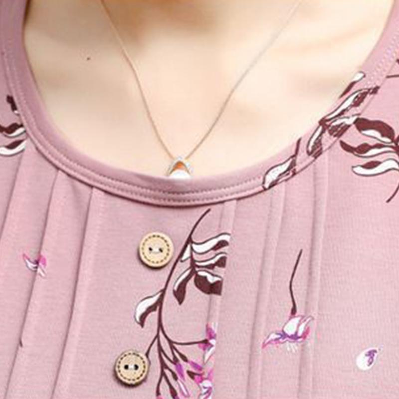 Summer Pajamas Women's Short Sleeved Set Loose Cropped Pants Plus Size for Middle-aged and Elderly Home Wear