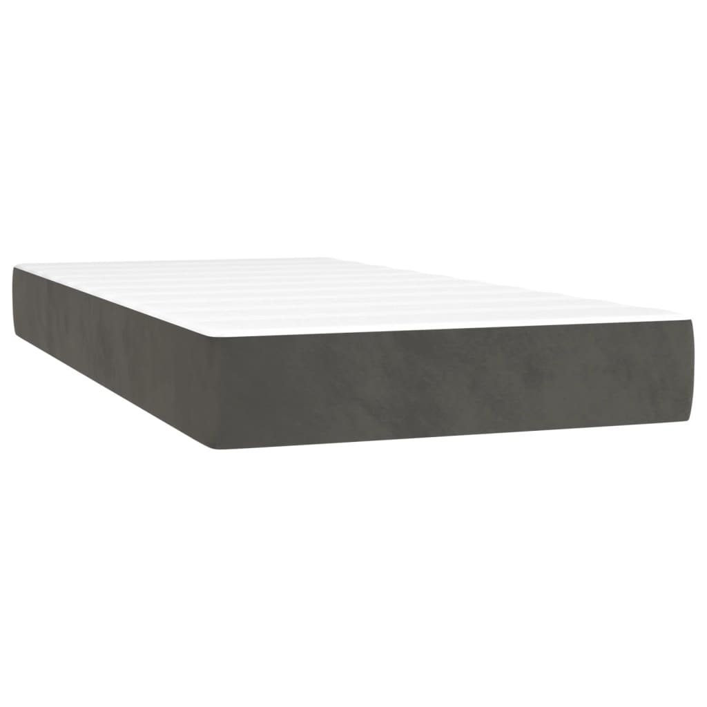 Box Spring Bed with Mattress Dark Gray 80 X 200 Cm Velvet