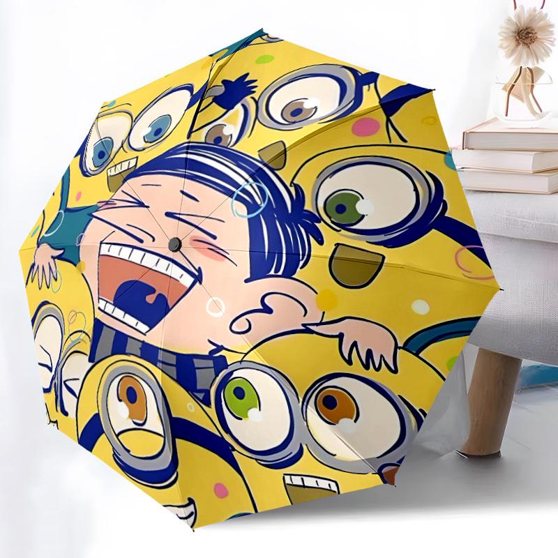 1pc Minions SpongeBob Automatic Umbrella 8 Rib Portable Folding Black Iron Frame for Outdoor, Beach, Travel, Beach Umbrella, Decorative Umbrella