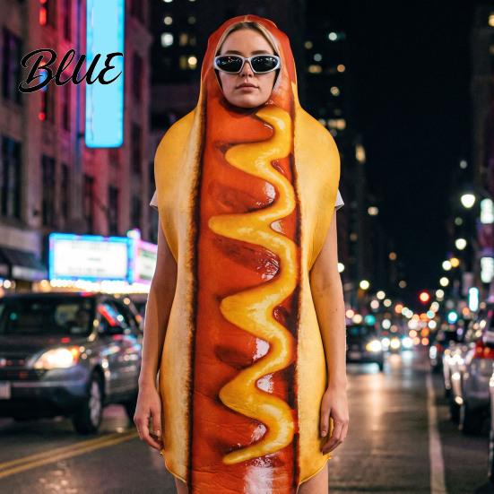 Unisex Food Outfit Adults Fast Costume Hot Dog Hamburger French Fries Dress-Up Costume Cosplay Dress Up for Halloween Holiday Party Women Attire