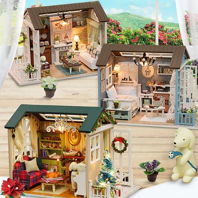 DIY Miniature Dollhouse Kit Assemble Puzzle 3D Wooden House Room Craft With Furniture LED Lights Children's Birthday Gift Toys