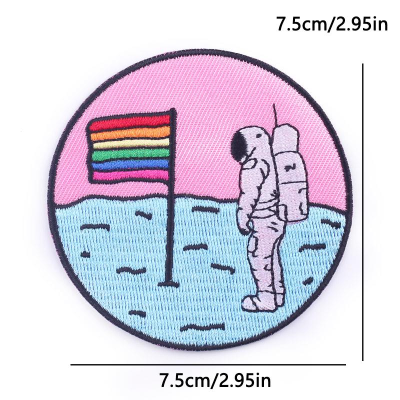 Iron On Embroidered Patch Outdoor Adventure Design Cosmic Mushroom Astronaut For Denim Jacket Hat Bag DIY Customize Decoration