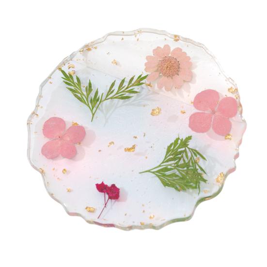 Real Dried Flowers Coaster Heat-Resistant Cup Mat for Home Kitchen Transparent Resin Handmade DIY Decor Unique Gift for