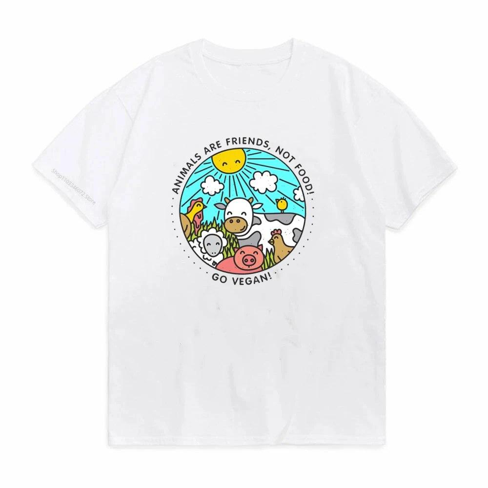 Animals Are Friends Not Food Tshirt Women Harajuku Cow Print T-shirt Graphic Tshirt for Women Tshirt Tee Gift for Vegan Shirt
