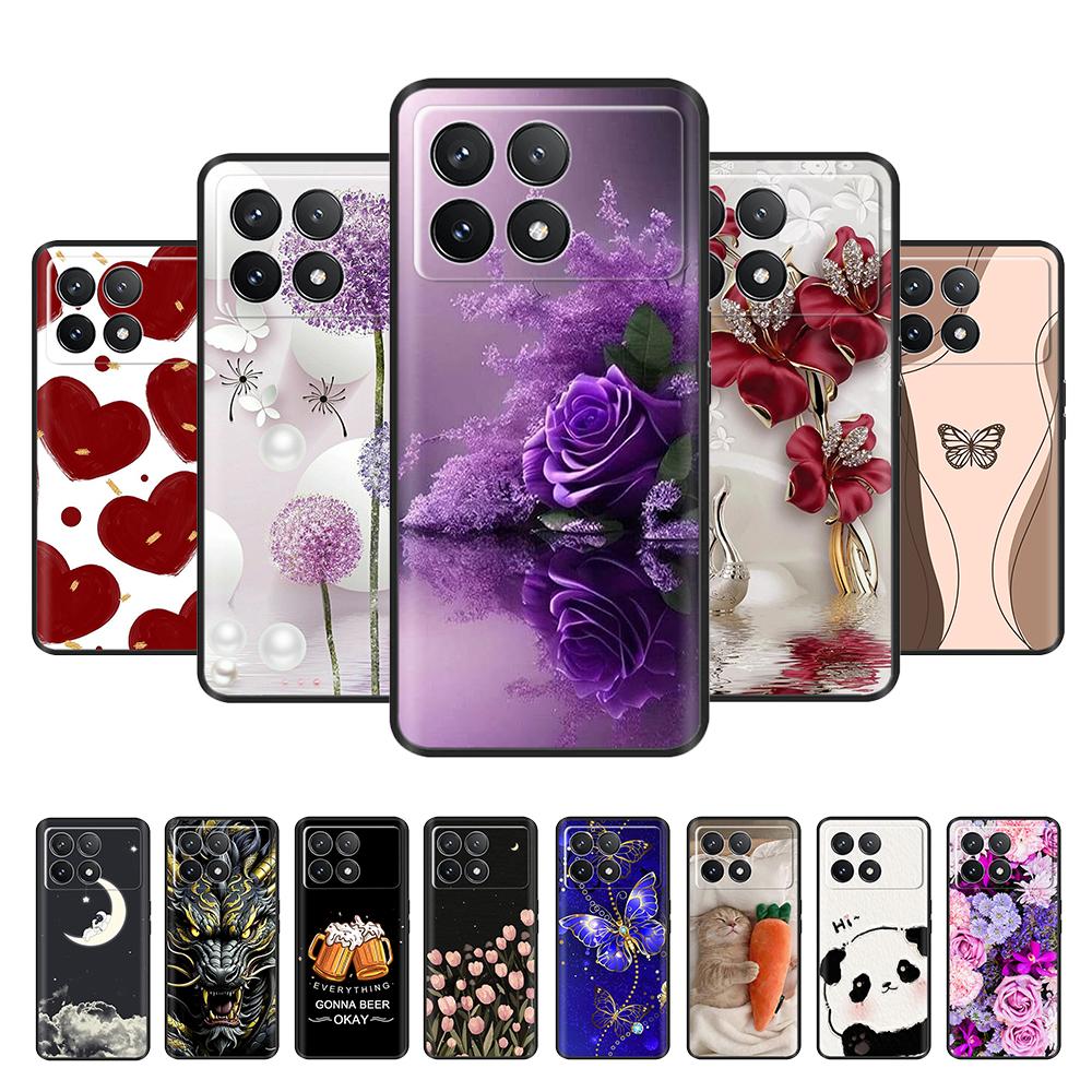 For Xiaomi Poco F6 Pro Case Cover For Xiaomi Poco F6 Pro 5G Phone Cover Cool Sweet Soft Smooth Liquid Silicone Fundas Shells