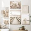Beige Flower Grass Scenery Wall Art Pictures Canvas Painting Bohemia Beach Landscape Posters Prints Nordic Modern Home Decor