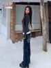 Elegant Korean-Style Grey Faux Two-Piece Long-Sleeve Women's T-Shirt - Autumn/Winter Slimming Base Layer Top