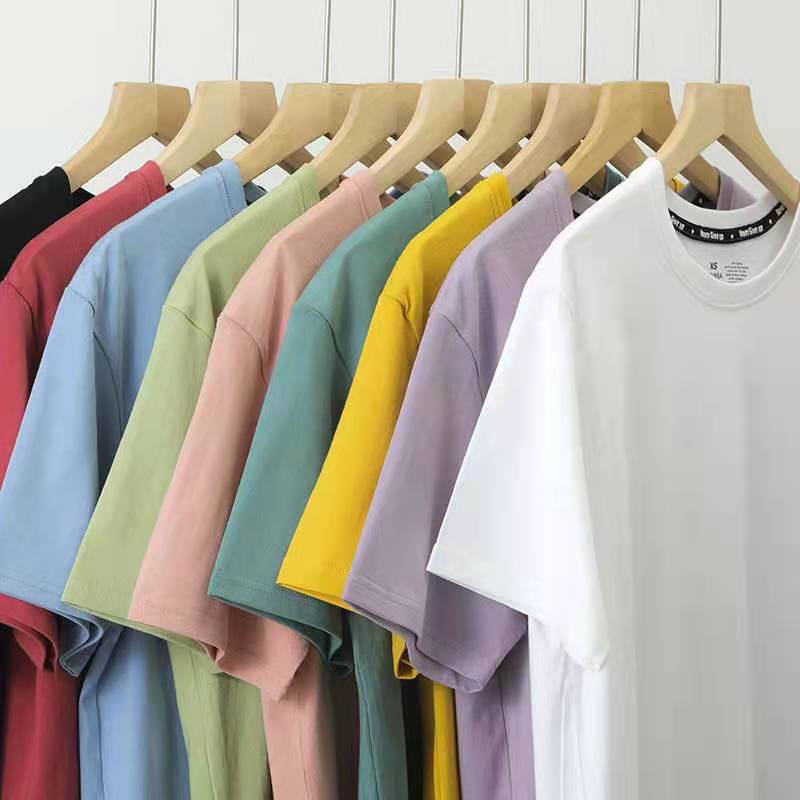 Zirunking Summer Unisex T-shirts Women/Men England Style Simple Solid O-neck Cotton Match Basic Harajuku T Shirt Camisetas Verano Mujer 2021 ICON220g